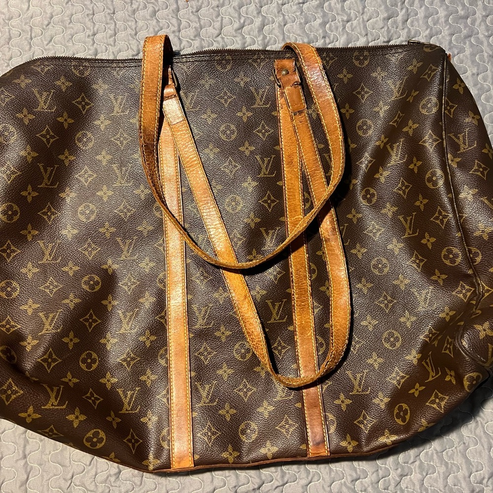 Louis Vuitton Monogram Canvas Tote with Natural Leather Trim